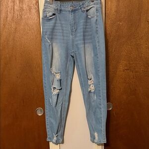 Distressed Light Blue Women Jeans